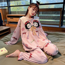 Pajamas women spring and autumn cotton long sleeves 2021 New Net red pop models can go out casual home clothes set summer