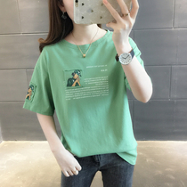 Short-sleeved T-shirt womens summer clothes 2021 new fashion brand foreign style jacket cotton European small shirt womens half-sleeve body