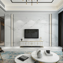 Modern minimalist TV background wall Bamboo and wood fiber integrated wallboard Light luxury marble living room film and television wall decorative frame