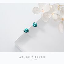 s925 Silver Earrings Female Korean Fashion Sweet Green Little Ladybug Earrings Cute hipster Jewelry