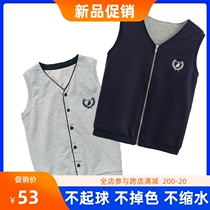 Childrens Spring and Autumn Pure Cotton Knitting Horse Boy Vest Double-layer Scarlet Shoulder Zipper