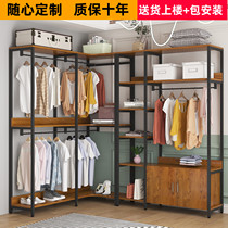 Corner cap rack Bedroom light luxury open wardrobe landing metal homemade cloakroom simple collection shelf