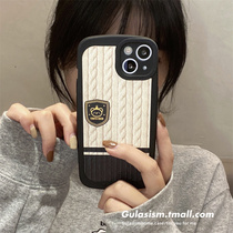 Skin sweater with small bear mark applicable Apple 13 mobile phone shell iphone12promax new 11promax 11promax 13pro creative 11 Silicone Xr Cortex Xs