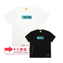 FR February peach limited CAUTION TEE men and women Rabbit short sleeve blue logo letter T-shirt