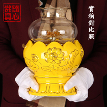 Buddha oil lamp extra-large oil lamp ceramic gold lotus flower windproof modulation light supply lamp front long Ming lamp butter lamp