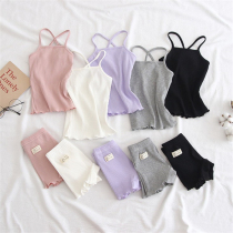 girls' vest suit summer thin sweatshirt girls children's pajamas middle size baby camisole shorts home clothes