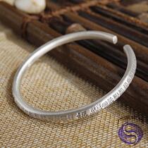 Thai Silver Bracelet Womans Personality National Wind 999 Pure Silver Comeback Ancient Fu Characters Send Girlfriend Fashion Lady Foot Silver Bracelet