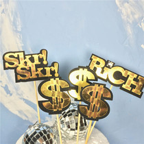 Boys cake decoration plug-in dollar letter plug-in gold sequins English popular vocabulary skrskr