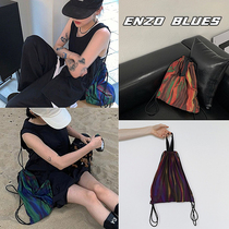 Blogger recommends South Korea ENZO BLUE designer brand personality extremely light draw rope double shoulder bag backpack