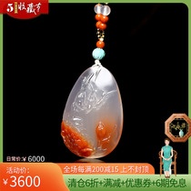 Featured finely carved bird language floral pendant moisturizing jade edge Sichuan Liangshan original mine ice seed South red pendant jade pendant 29g