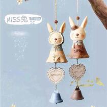 New Cartoon Miss Cute Rabbit Resin Wind Bell Pendant Home Living Room Decoration Retro Nostalgia Birthday Holiday Gift