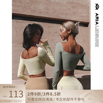 ARIALEISURE X-SOFT Short Beauty Back Top Womens Tight Long Sleeve Fitness Clothing Summer Off Shoulder Yoga Clothing