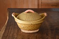 Japanese original Imported Solo Step of Sand Pan Double Ear with Yellow Earth Pan Deep Type Saucepan of Japanese Cooking Style Cuisine Pan Stockpot