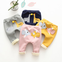 Baby leggings plus velvet big pp autumn and winter mens and womens pants wearing open stalls baby pants warm pants baby pants