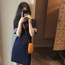 Europe station 2021 summer new French niche retro forest sweet thin fresh polo collar dress