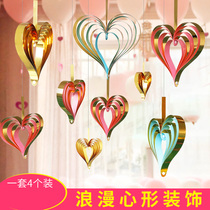 Chinese Valentines Day Valentines Day heart-shaped love pendant store roof ceiling Net red atmosphere shop decorations hanging