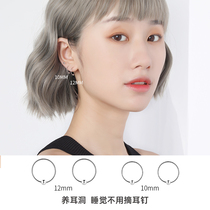 Silver circle 925 sterling silver earrings female temperament Korea anti-allergy sleep without picking ear holes earrings