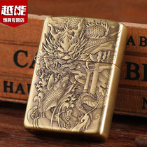 Genuine Official Flagship Zippo Lighter Pure Bronze Armor Relief Carp Leap mens personality Custom zpo