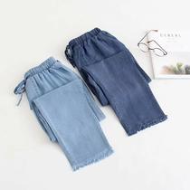 Tencel Denim 90% Pants Woman Thin summer new loose 100 hitch College windy side Harun jeans Sub-damp