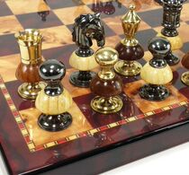 Chess copper metal gold black chrome Royal Staunton 18 W Cherry Swatch ornaments competition