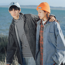 2021 autumn new denim shirt men long sleeve loose Tide brand casual clothes Wild couple shirt coat