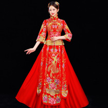 Earthly Liuxiu Hesuo Bride 2021 New Autumn and Winter Chinese Toast Clothing Wedding Clothing Slim Thin Dragon and Phoenix
