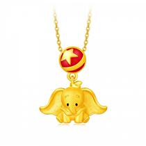 Zhou Dafu Huanmei Zhou Home The same 18K Gold Small Flying Elephant Necklace 999 Gold Star Pendant Running Pearl Wedding