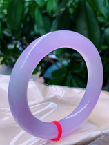 Natural Ice Burmese Violet Full Color Jade Bracelet Round Bar Floating Flower Jade Bracelet A Goods Certificate