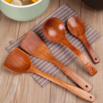 Beech Wood shovel solid wood spoon non-stick pan special long handle varnish small cooking spatula set dormitory small kitchen utensils