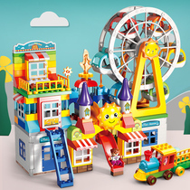 Childrens building blocks big particles assembled toys puzzle multifunctional Ferris wheel Castle slide 3 Girls 4 boys gifts