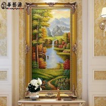 European-style living room landscape hand-painted landscape oil painting American porch Wall decorative painting aisle mural hanging painting vertical version customization