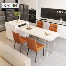 Suspended island dining table integrated light luxury white home open kitchen integrated multi-functional suspended island dining table