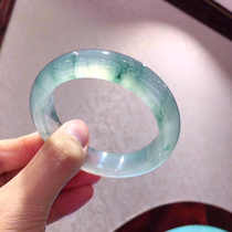 Ice kind of hydrating floating blue flower jade bracelet round strip natural Burmese clear water round strip jade bracelet a cargo noble concubine jade bracelet
