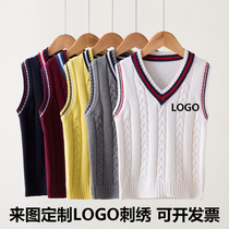 Customized childrens pullover activity vest wool vest knitted vest primary and secondary school uniforms class uniforms LOGO embroidery