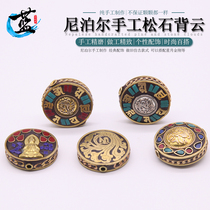 J Nepal turquoise brass flat turquoise handmade back Cloud pendant Wenplay Tibetan ornaments star Moon Bodhi diamond accessories