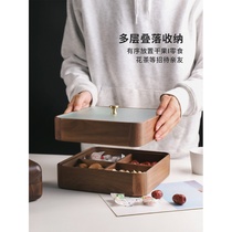 Square Round Black Walnuts Wood Dry Fruit Box New Year Containing Solid Wood Sub CANDY BOX LIVINGROOM MELON SEED BOX