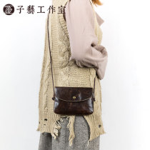 Zi Yi] Womens mobile phone small satchel bag first layer cowhide retro envelope bag hand in hand to take a new leather shoulder bag