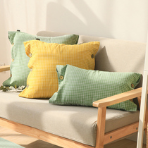 Japanese style simple pillow personality bedroom button pillow waist cushion sofa Office chair backrest pillow cover net red