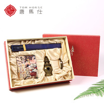 Chinese style gift fan silk scarf incense burner gift box set high-grade Hangzhou specialty business gift customization