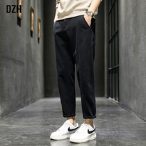 Mens black pants mens casual pants loose straight pants Korean trend trousers ankle-length pants summer spring and autumn mens pants