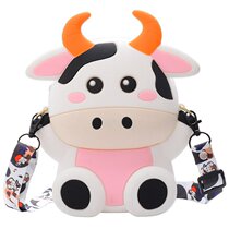 Childrens bag silicone girl shoulder bag cartoon parent-child bag cute cow little boy coin purse Foreign