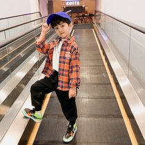 Boys shirt spring dress foreign baby cotton plaid shirt 3 children long sleeve 4 spring and autumn shirt 5 handsome 6 years old