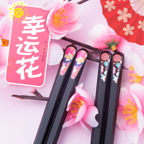 10 pairs of home personality alloy chopsticks Japanese pointed hotel non-slip Japanese couple one person chopsticks Family set