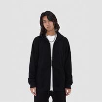 BONELESS wild solid color double zipper hoodie trend high street loose hooded jacket men