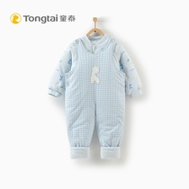 Tongtai baby thickened cotton suit set 5-24 months male and female baby shoulder open cotton coat pants two sets of autumn and winter clothes