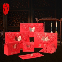 Wedding supplies sugar Box invitation tote box red envelope seat card set butterfly hollow personality Red Wedding