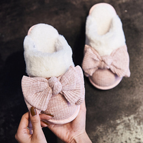 Cute cotton slippers female home lovers indoor warm Mens Home thick soled home wooden floor slippers autumn and winter