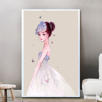 Diamond Draw Round diamond full drill Beauty Girl Cartoon Girl Simple Living Room Bedroom Children Stickup Cross Stitch 2021