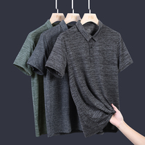 Dad Summer Clothing Ice Silk Short Sleeve T-shirt Mid-Aged Men Polo Jersey Summer Clothes Middle-aged Mens Jersey