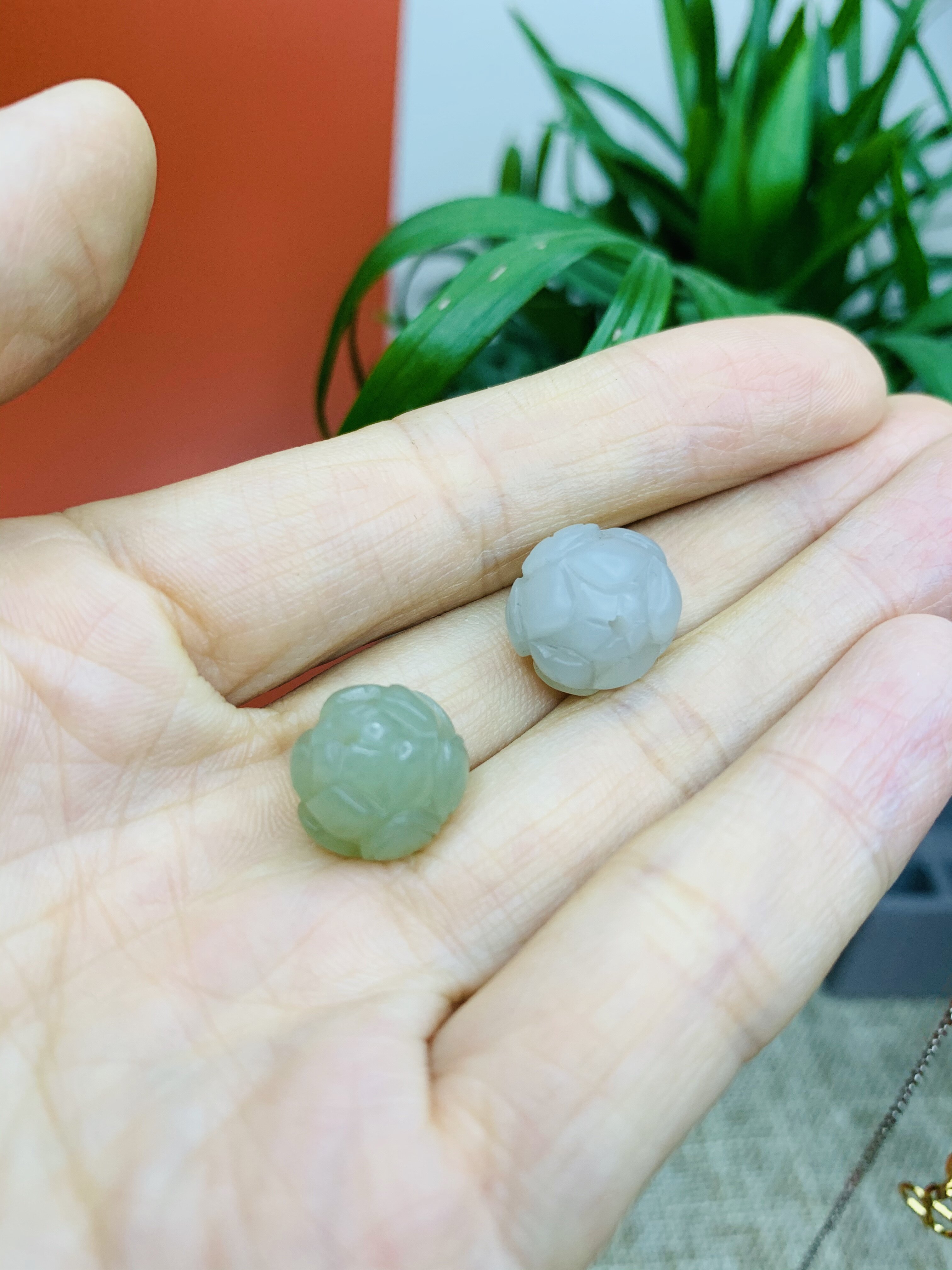 Hetian Jade Lotus Beads Loose Beads 13mm Hand-carved Top Beads DIY Beads Bracelet Hand-separated Bead Accessories